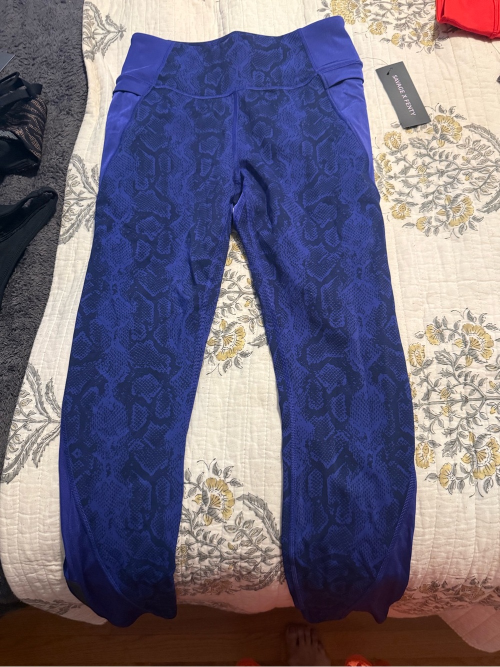 Savage X Fenty Blue Snake-Print Sports Leggings